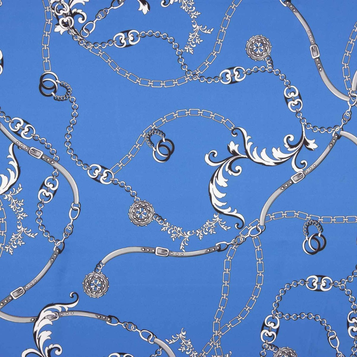 Satin de polyester bleu Royal Chains - Ribes y Casals