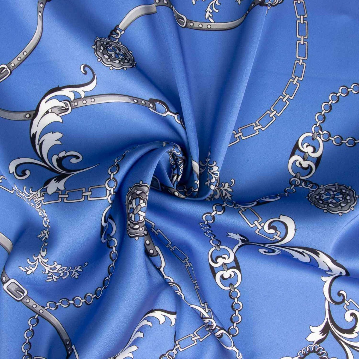 Satin de polyester bleu Royal Chains - Ribes y Casals