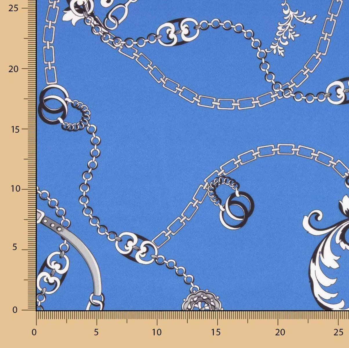 Satin de polyester bleu Royal Chains - Ribes y Casals