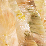 Strass Tulle Blanc Imprimé Floral Tons Naturels - Ribes y Casals