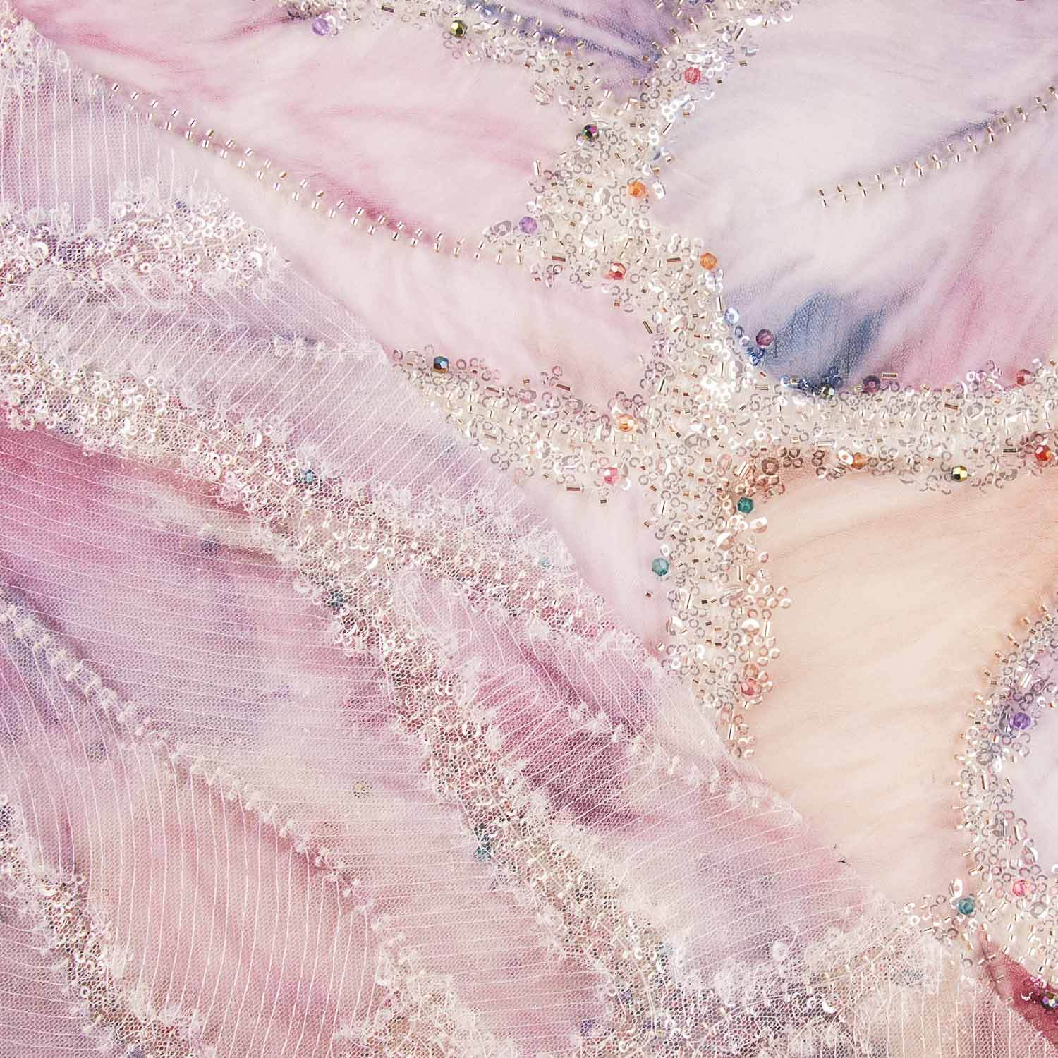 Strass Tulle Blanc Feuilles Multicolores Élégantes - Ribes y Casals