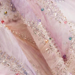 Strass Tulle Blanc Feuilles Multicolores Élégantes - Ribes y Casals