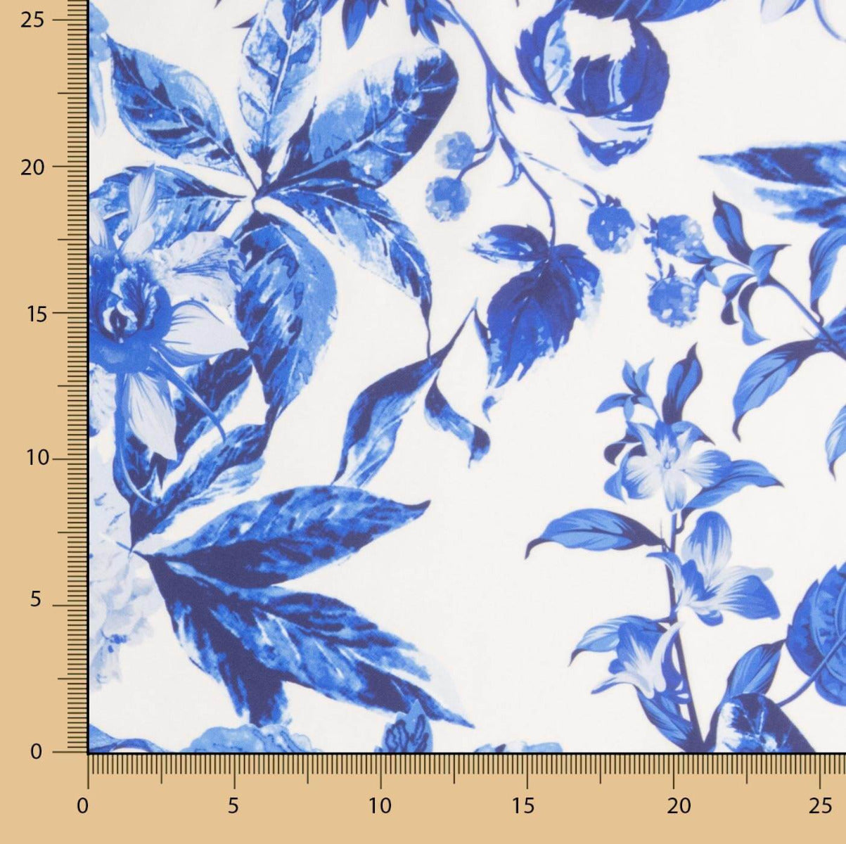 Satin imprimé floral bleu - Ribes y Casals