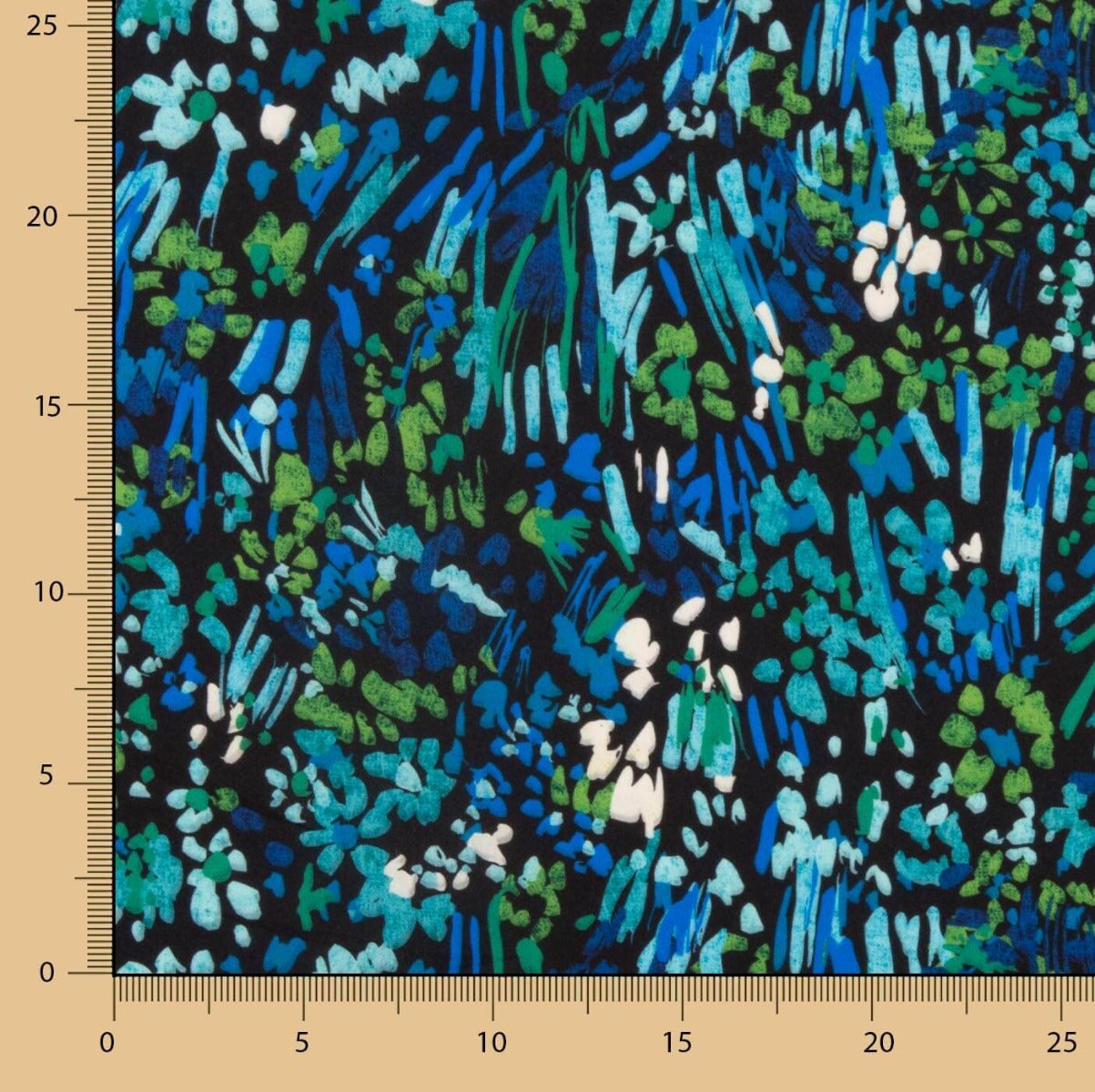 Crêpe léger abstrait bleu nuit et vert - Ribes y Casals