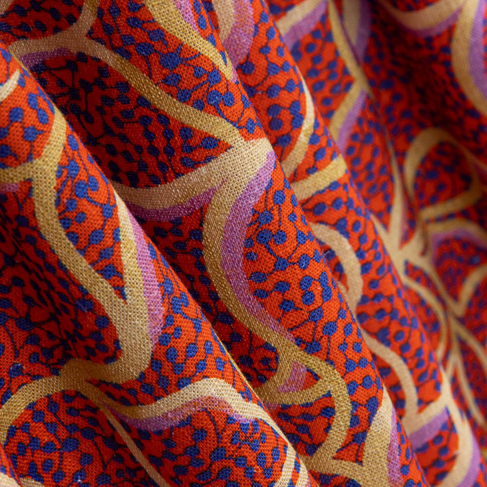 Viscose Rustique Fleurs Rouge - Ribes y Casals