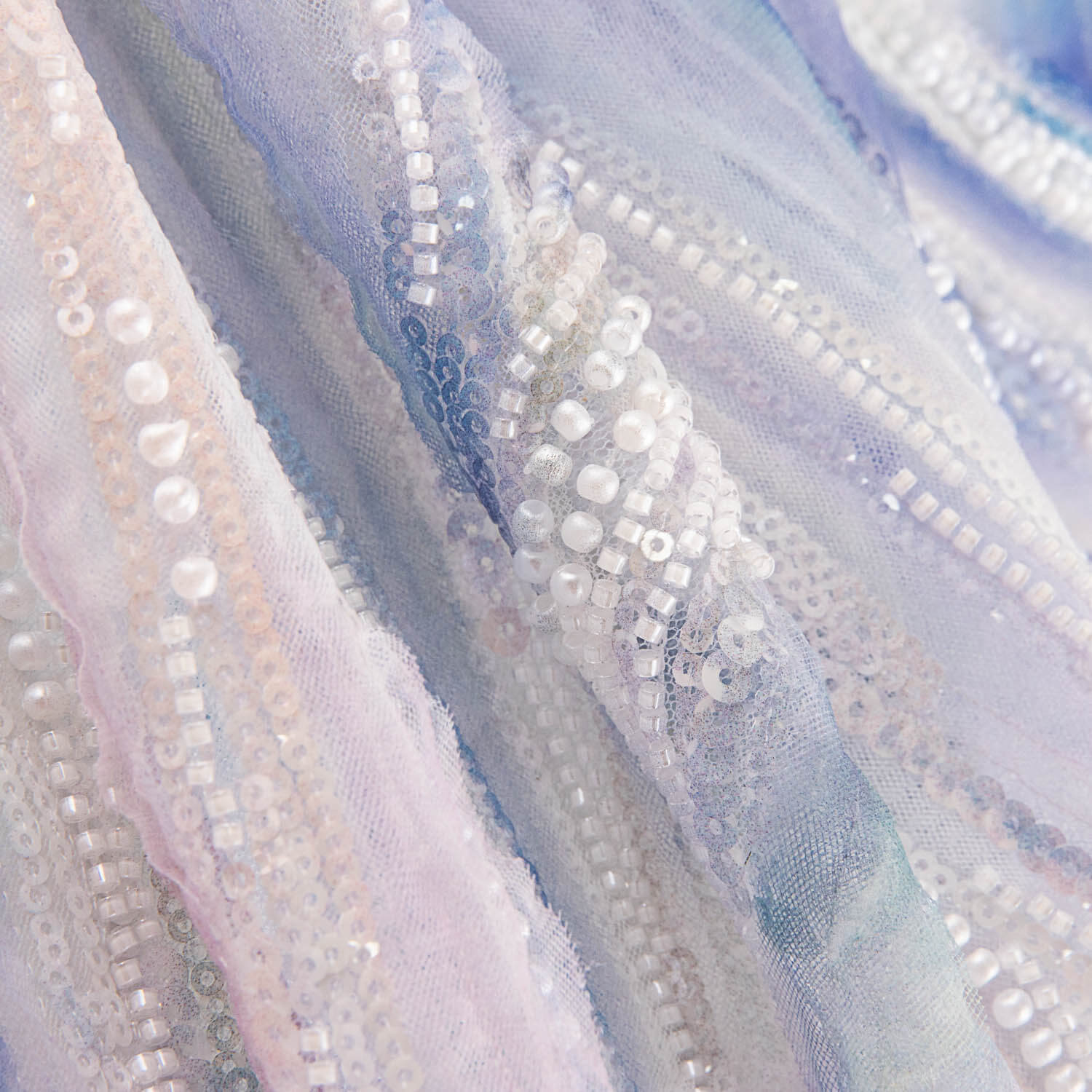 Strass Tulle Blanc et Bleu Doux, touches dégradées - Ribes y Casals