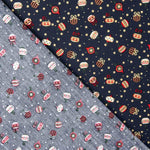 Popeline de Noël imprimée boules nuit vintage - Ribes y Casals