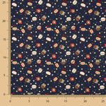 Popeline de Noël imprimée boules nuit vintage - Ribes y Casals