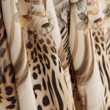 Crêpe léger imprimé animalier floral beige - Ribes y Casals