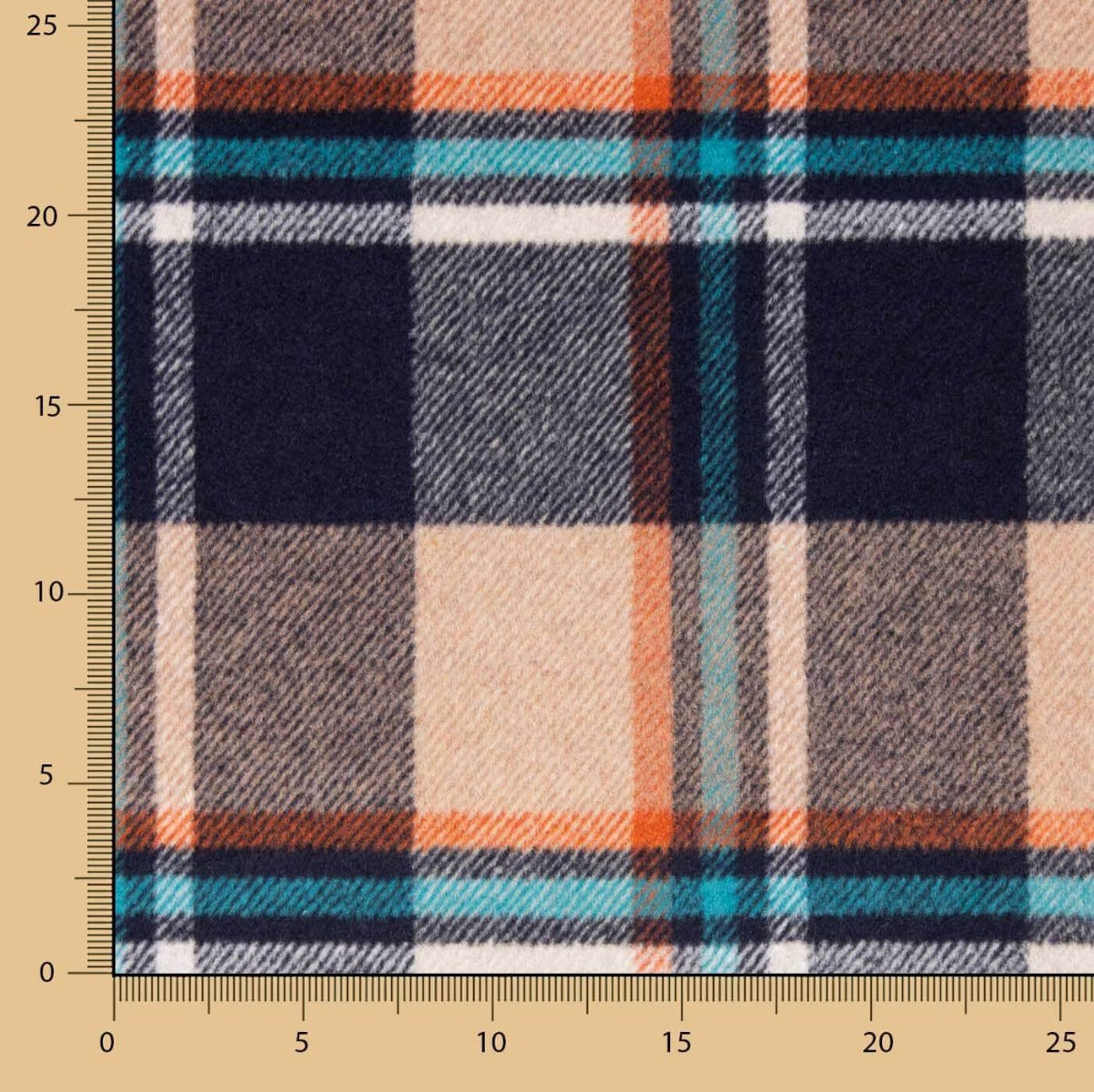 Tissu pour manteau à carreaux sable - Ribes y Casals