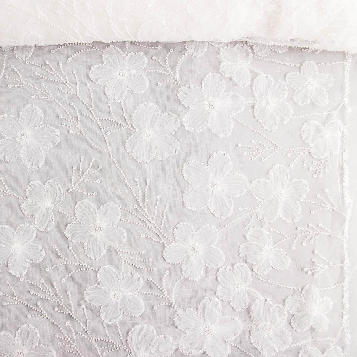 Robe de mariée en tulle blanc avec fleurs brodées « Elegance » - Ribes y Casals