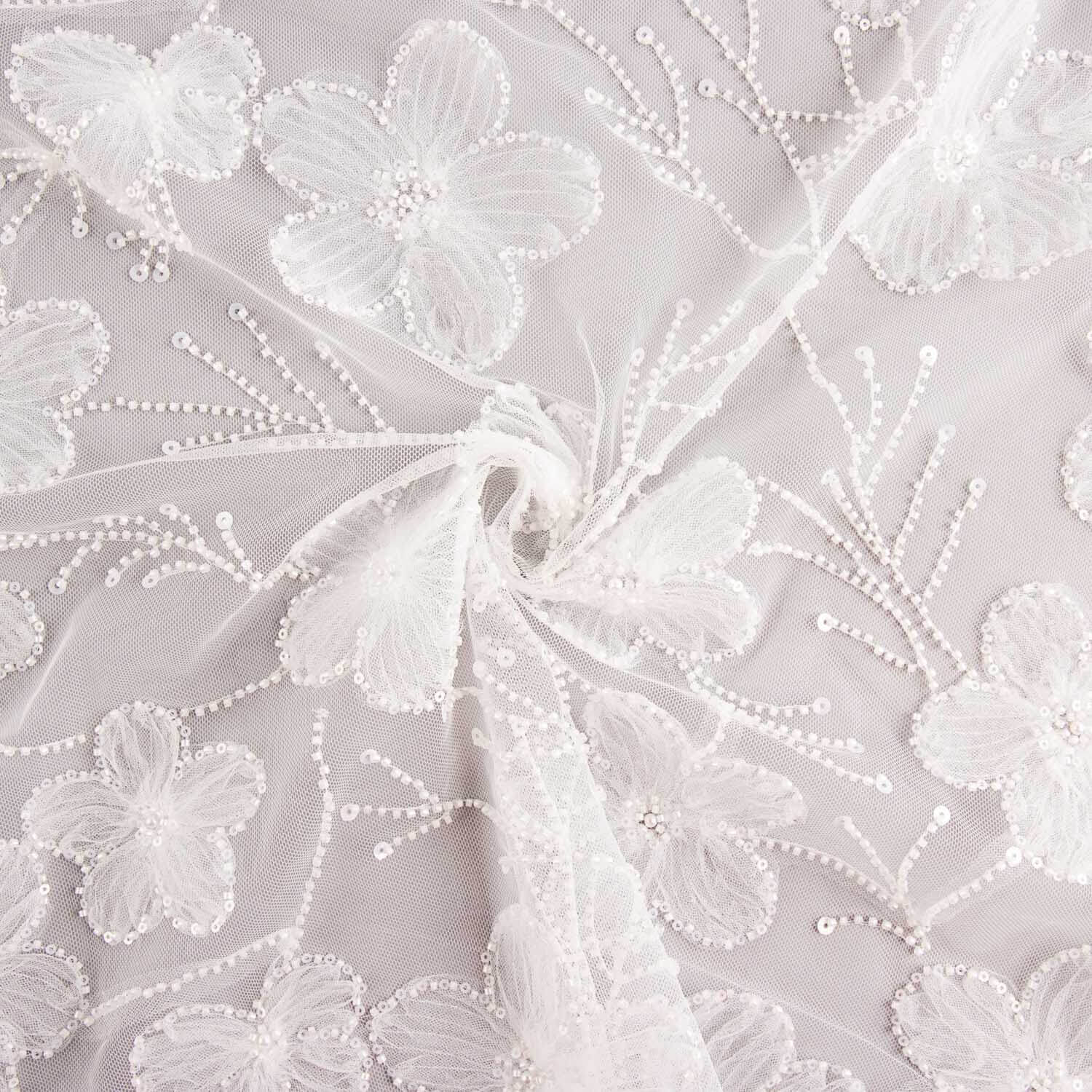 Robe de mariée en tulle blanc avec fleurs brodées « Elegance » - Ribes y Casals