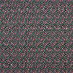 Crêpe léger vert foncé à mini-motifs floraux fuchsia - Ribes y Casals