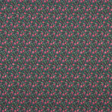 Crêpe léger vert foncé à mini-motifs floraux fuchsia - Ribes y Casals