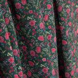 Crêpe léger vert foncé à mini-motifs floraux fuchsia - Ribes y Casals