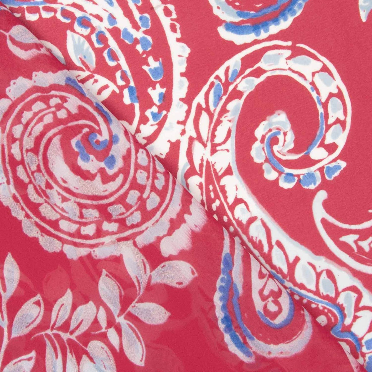 Mousseline de viscose corail Paisley - Ribes y Casals