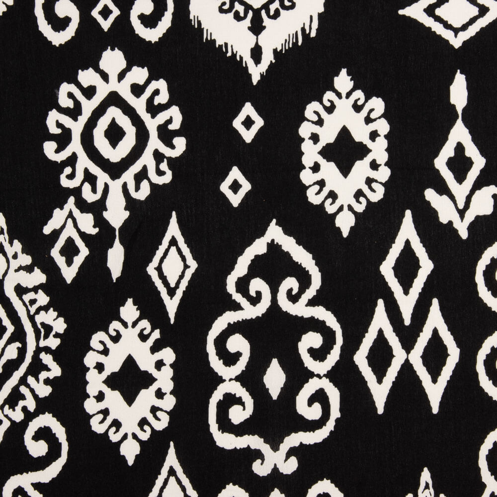 Bambula en viscose imprimée, motif ethnique monochrome - Ribes y Casals