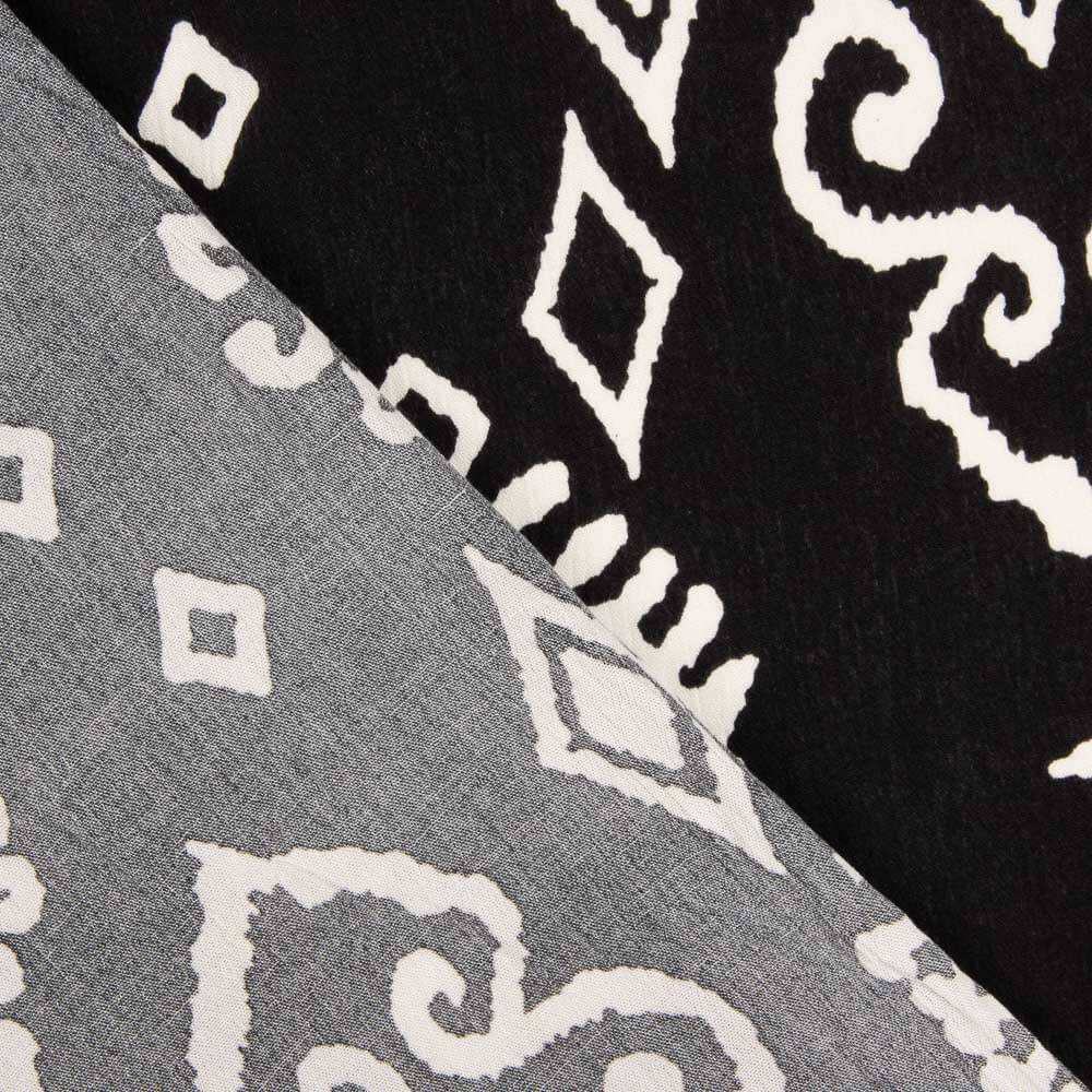 Bambula en viscose imprimée, motif ethnique monochrome - Ribes y Casals