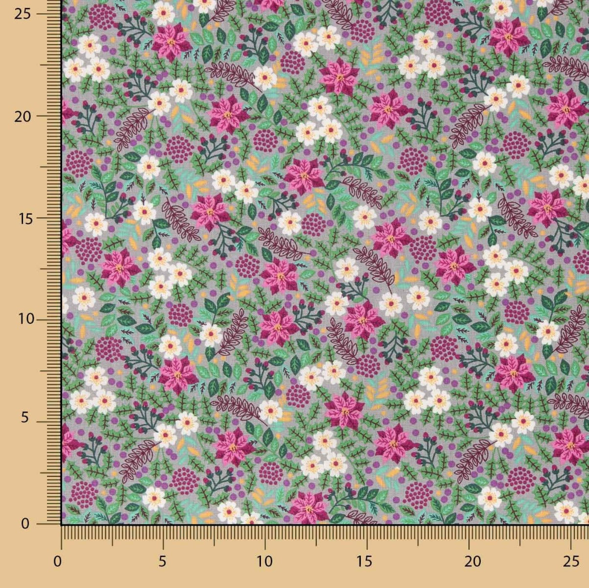 Popeline de coton Wild Garden grise - Ribes y Casals