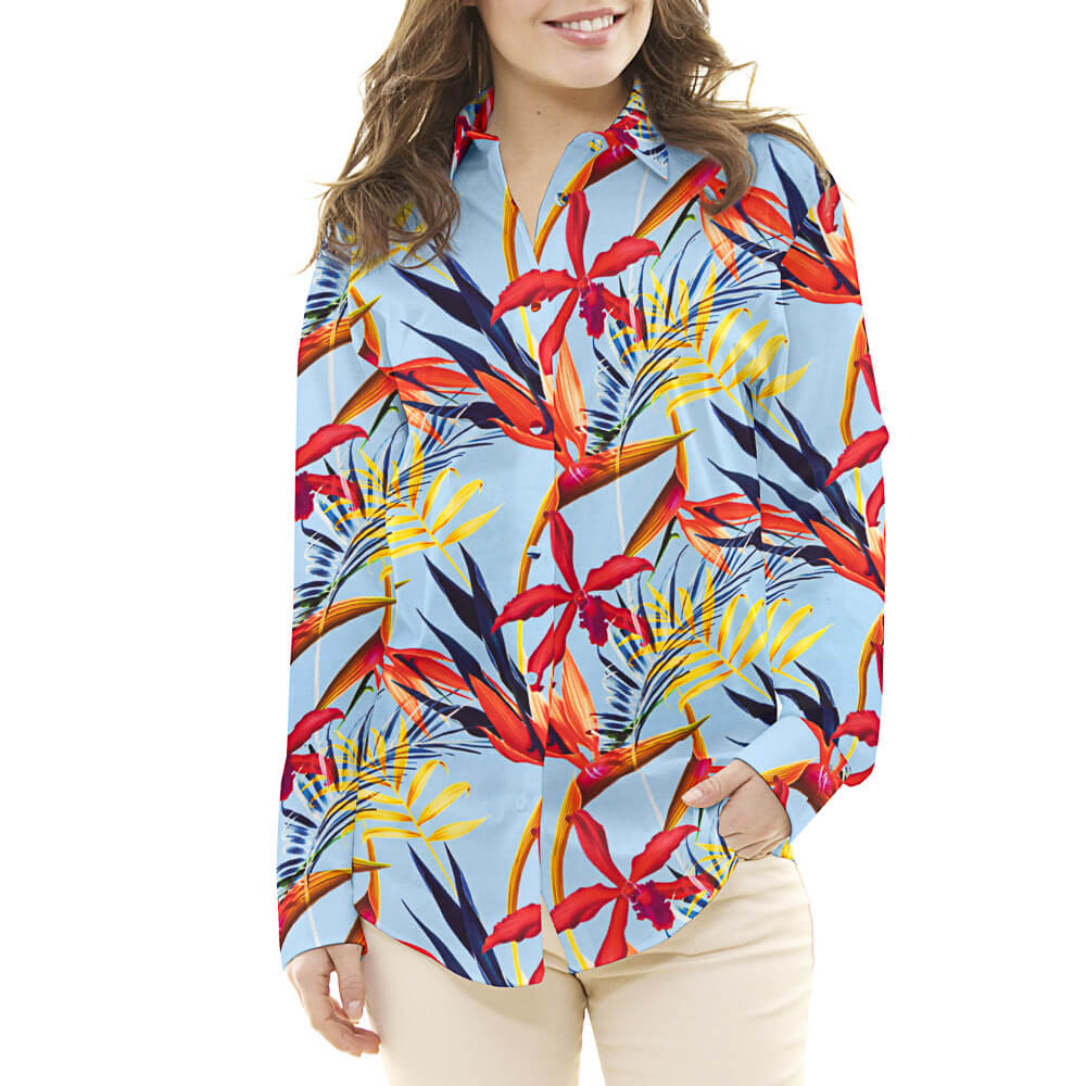 Tissu Satin Soie Naturel  Fleurs Bleu - Ribes y Casals