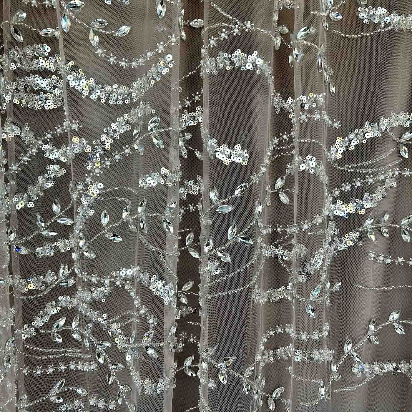 Strass tulle Nude Strass argenté - Ribes y Casals