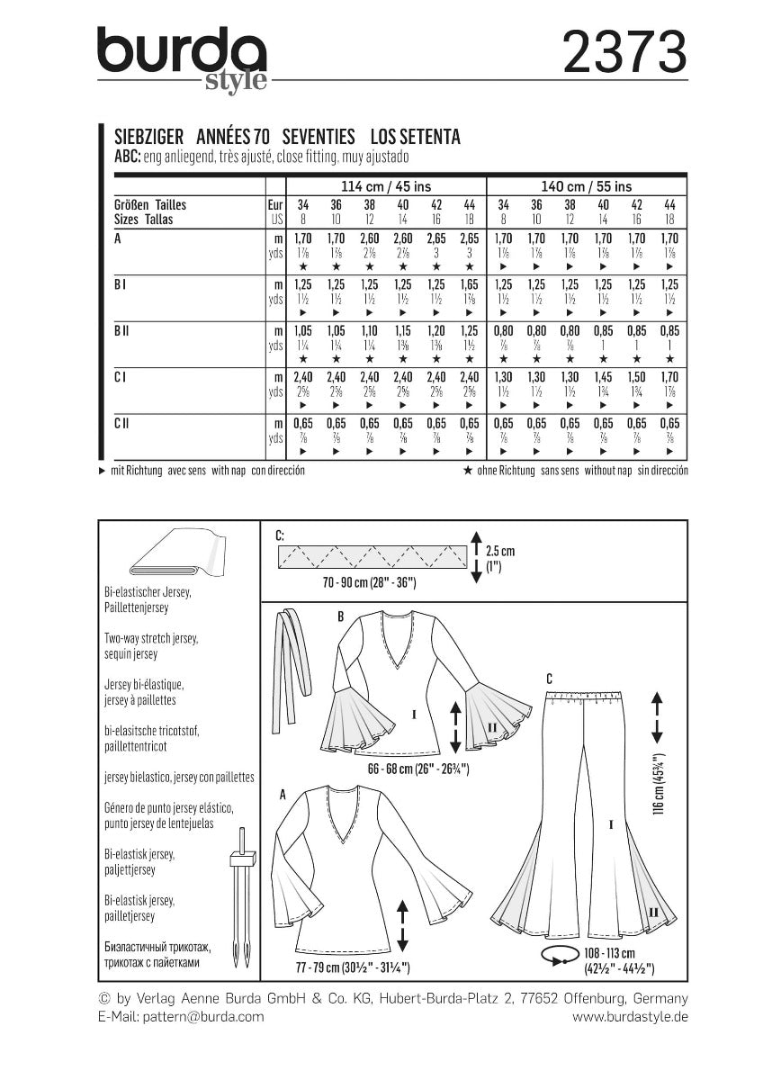 Patrón Burda 2373 Años Setenta - Ribes y Casals