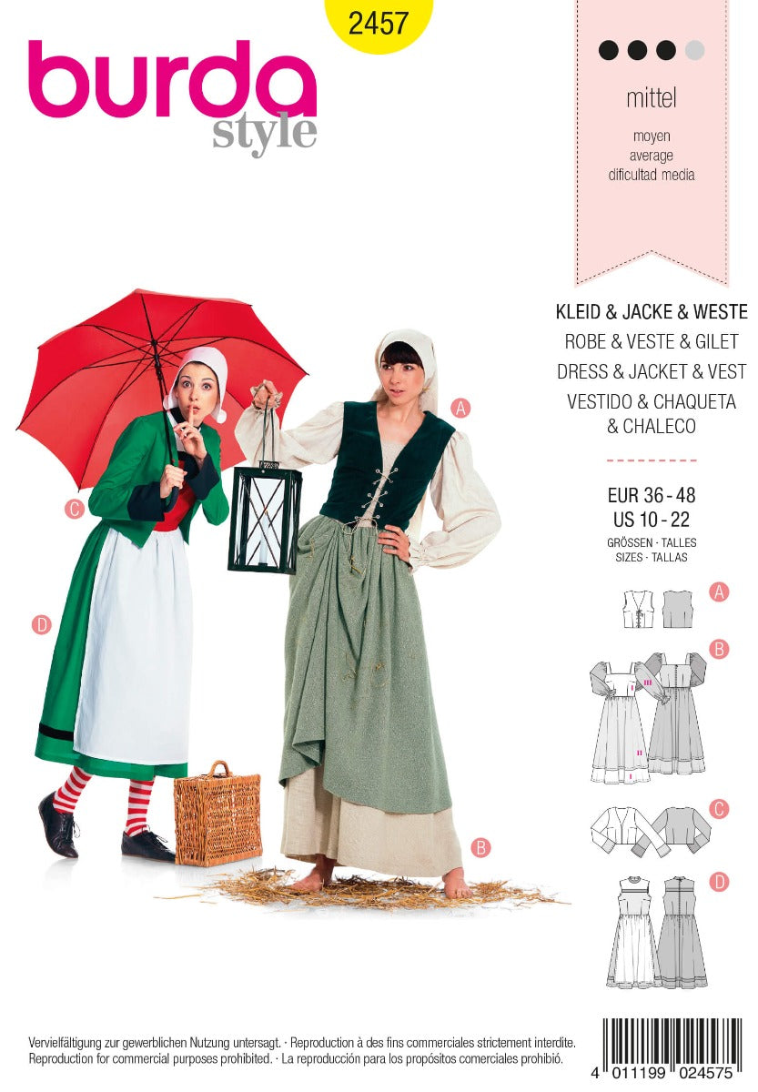 Patrón Burda 2457 Vestidos - Ribes y Casals