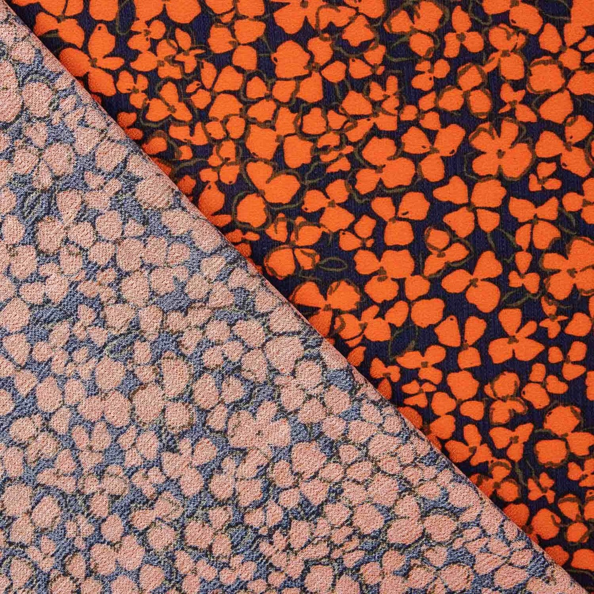 Crêpe de viscose rétro à fleurs orange - Ribes y Casals