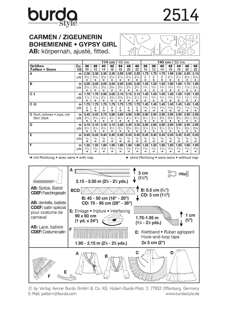 Patrón Burda 2514 Española - Ribes y Casals