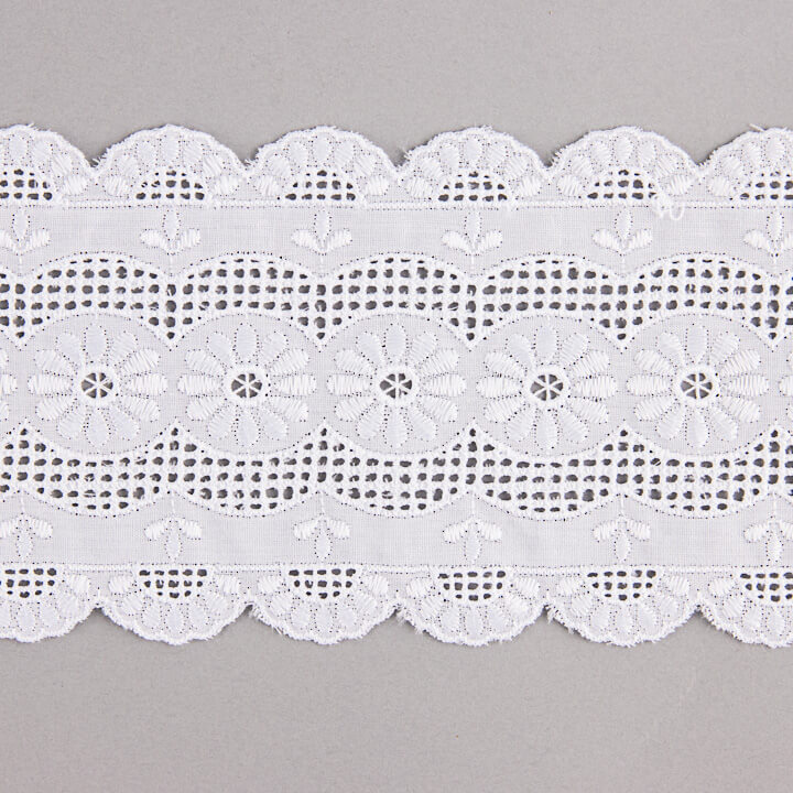 Bande de batiste brodée blanche modèle 29098 – 85 mm - Ribes y Casals