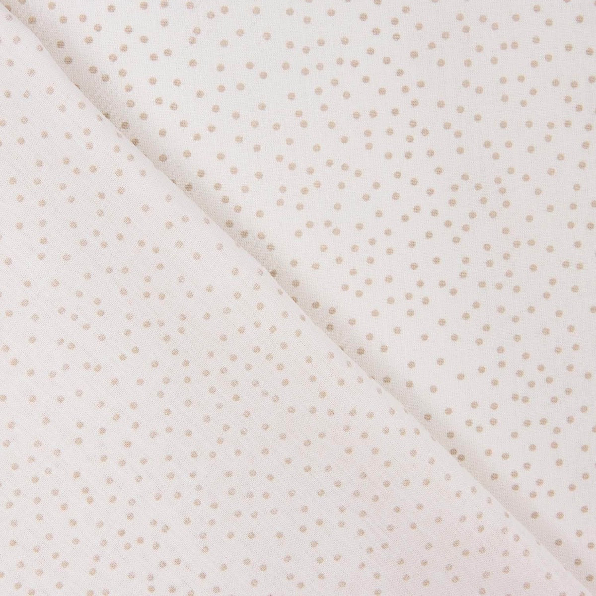 Popeline de coton à pois beiges sur fond blanc - Ribes y Casals