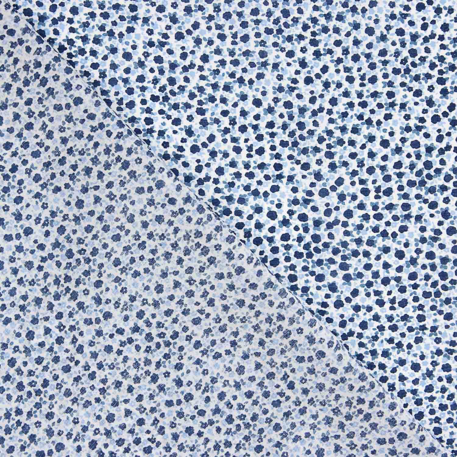 Popeline de coton micro florale bleue - Ribes y Casals