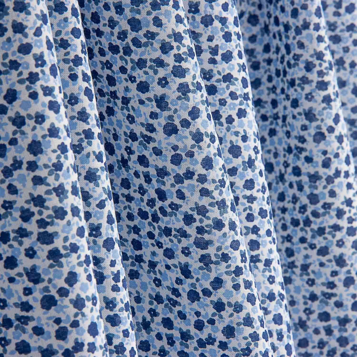 Popeline de coton micro florale bleue - Ribes y Casals