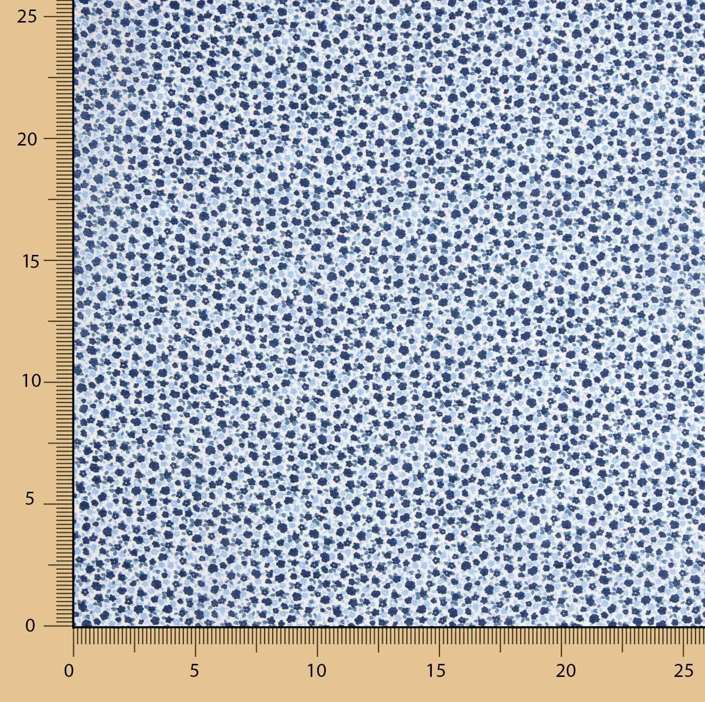 Popeline de coton micro florale bleue - Ribes y Casals