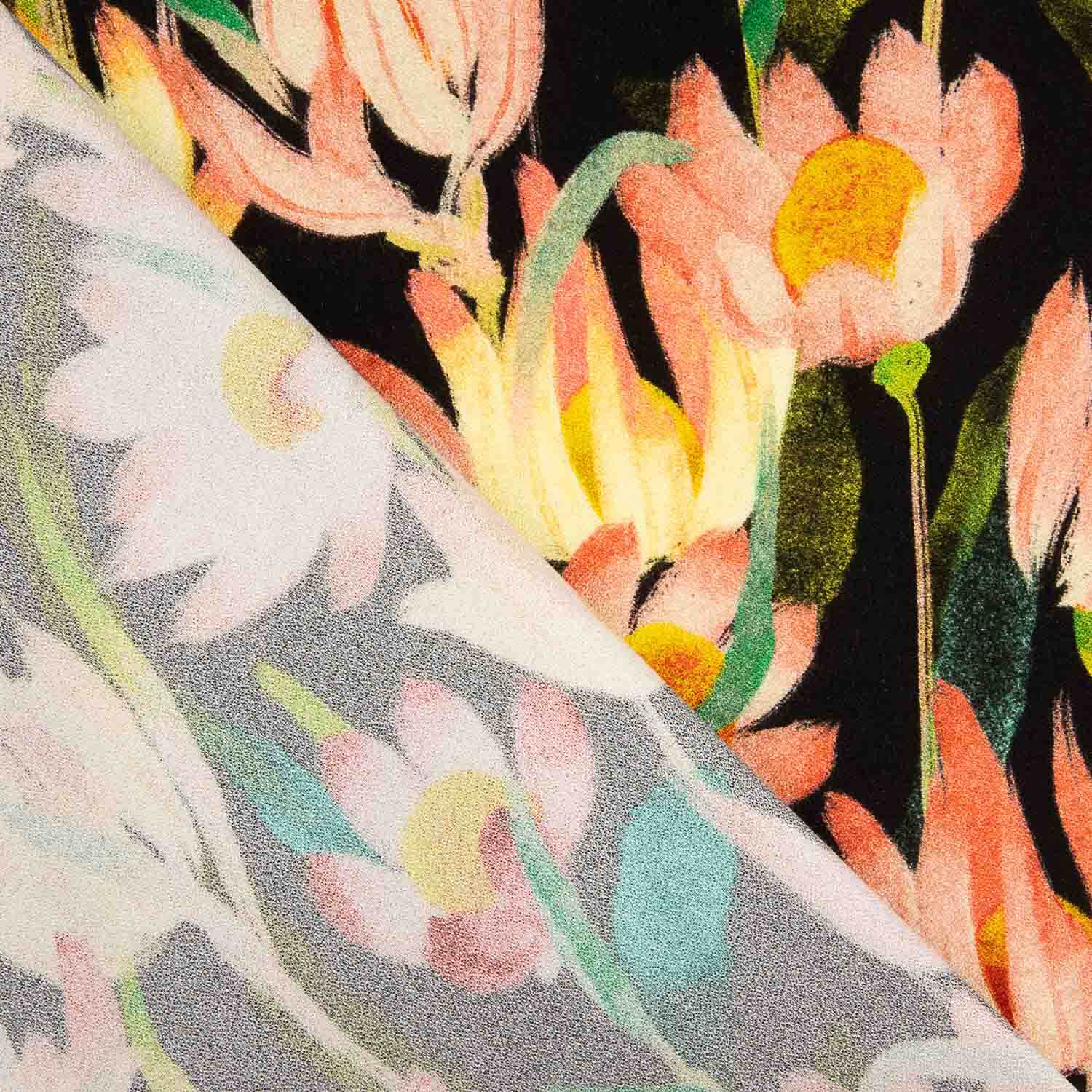 Crêpe de viscose imprimé « Fleurs nocturnes » - Ribes y Casals