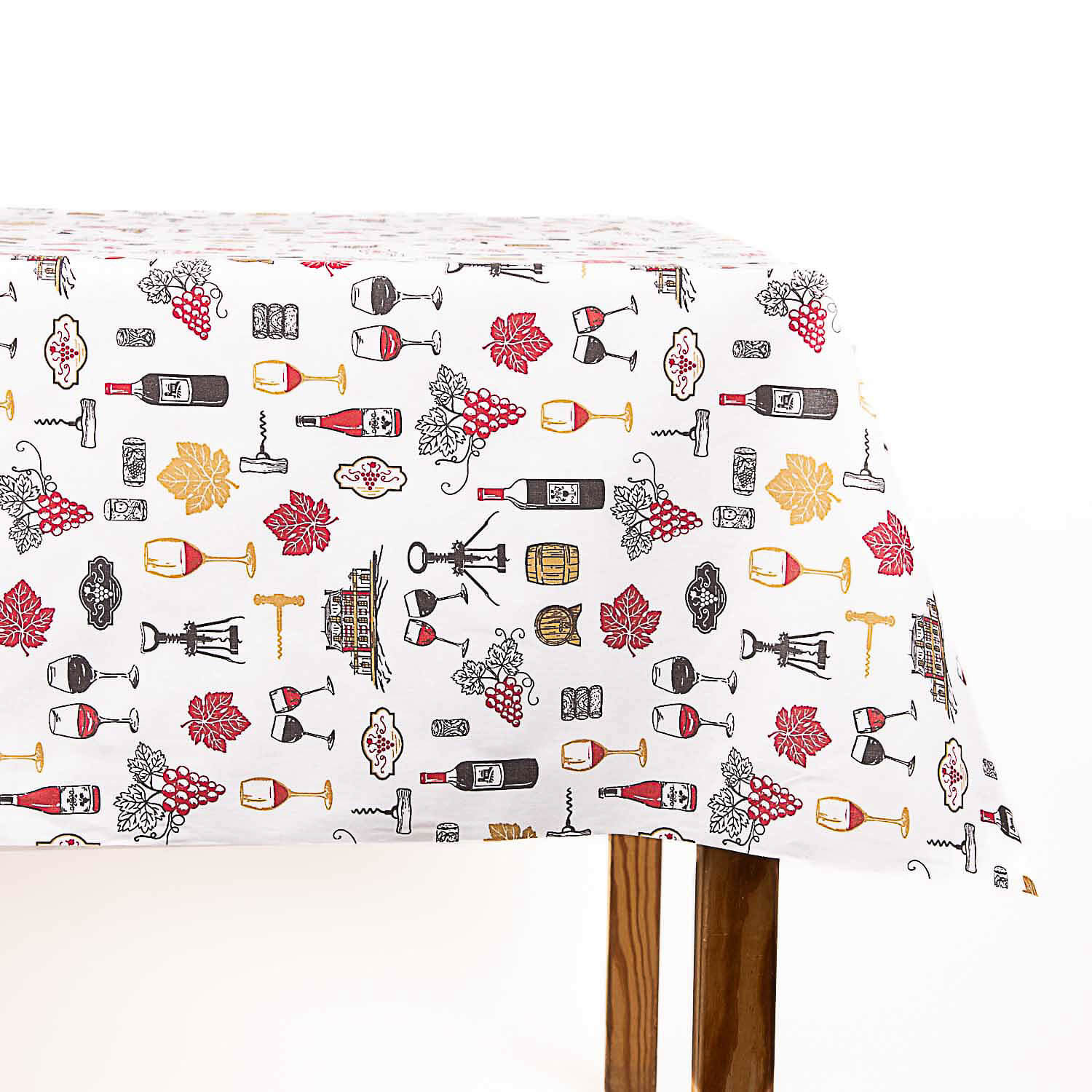 Coton Enduit – Motif Vin – Fond Blanc - Ribes y Casals