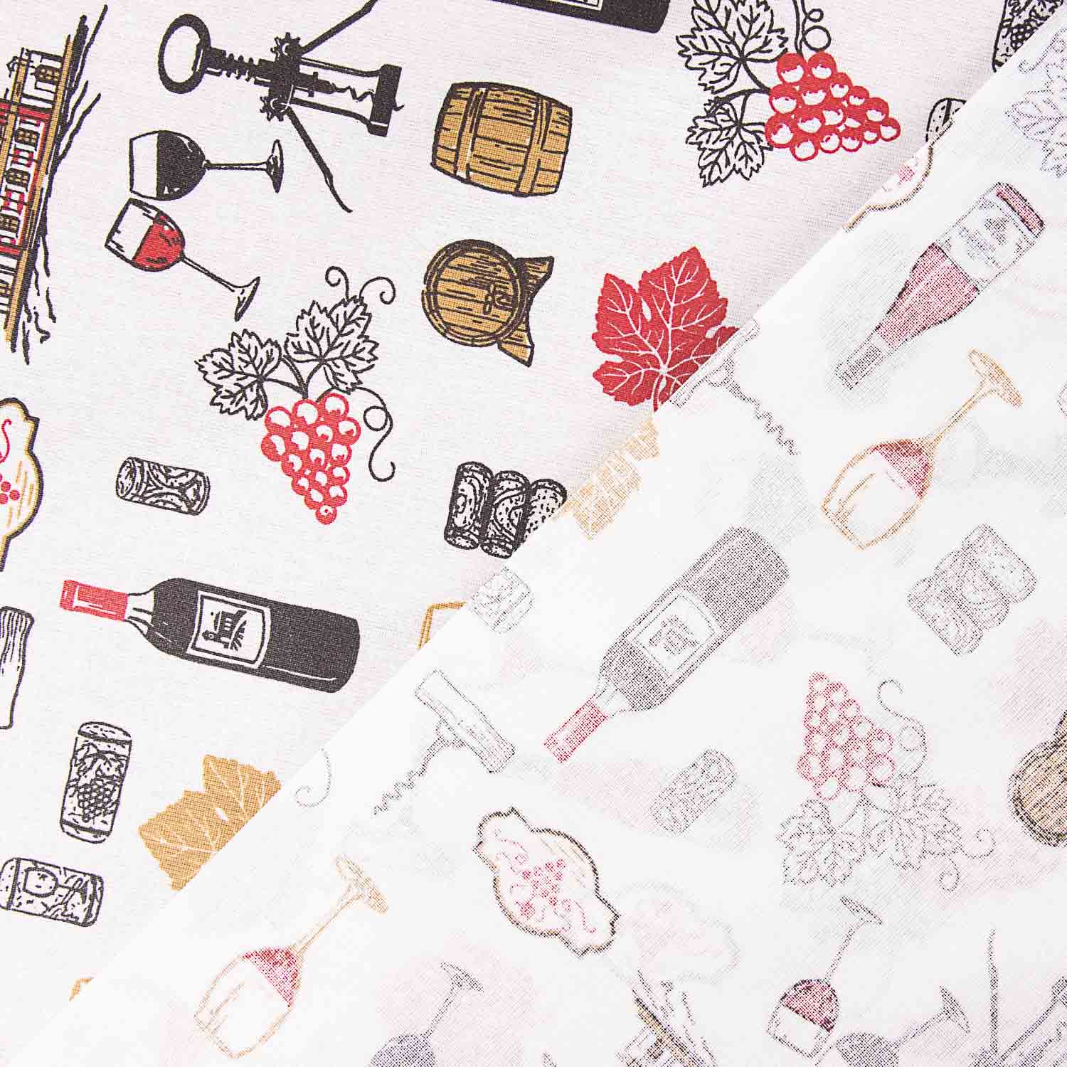 Coton Enduit – Motif Vin – Fond Blanc - Ribes y Casals