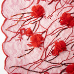 Tul rouge brodé de fleurs 3D et de paillettes - Ribes y Casals