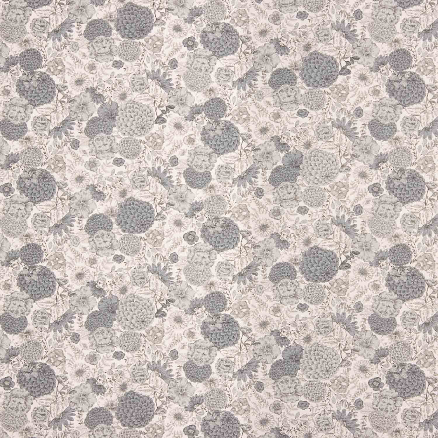 Popeline de coton vintage à fleurs grises - Ribes y Casals