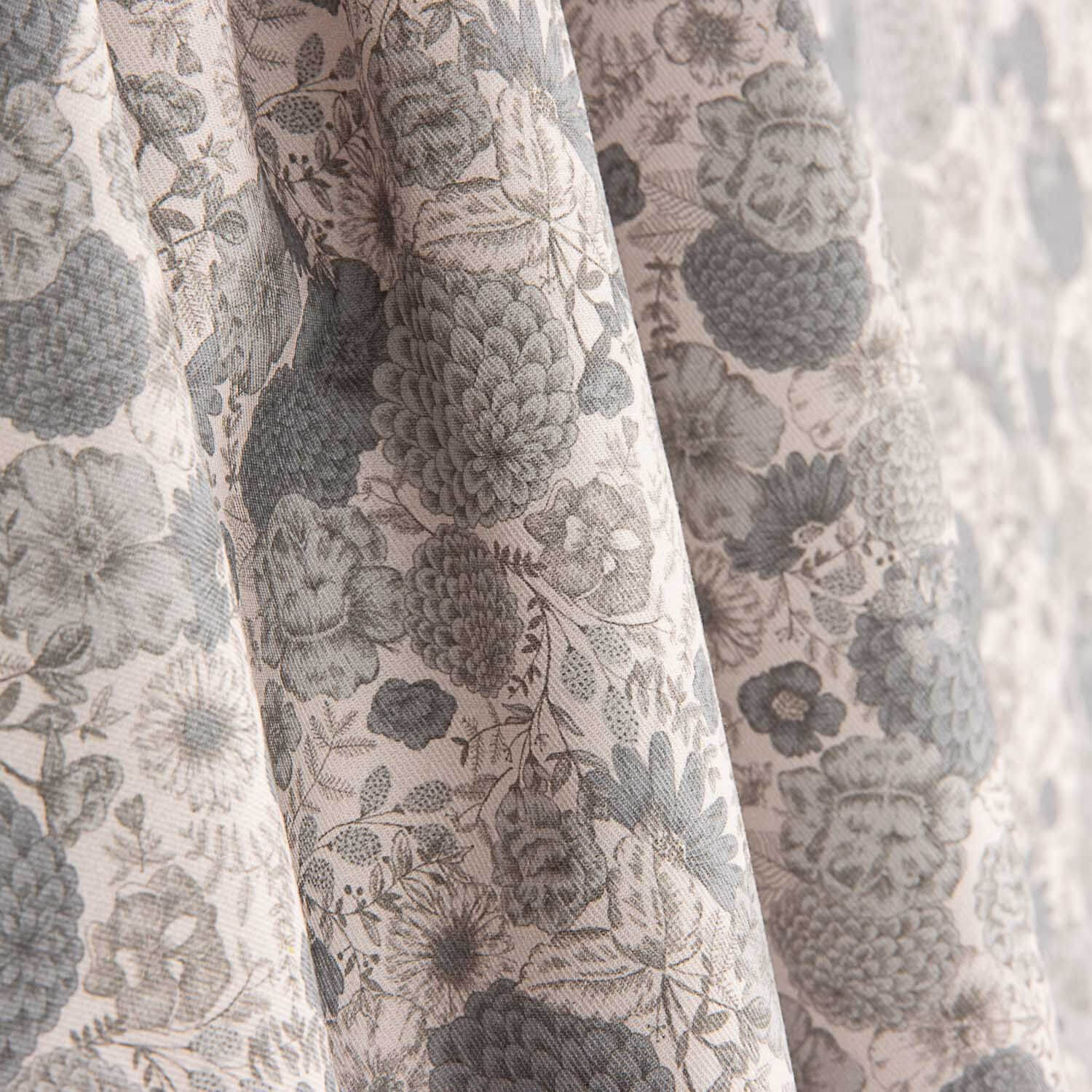 Popeline de coton vintage à fleurs grises - Ribes y Casals