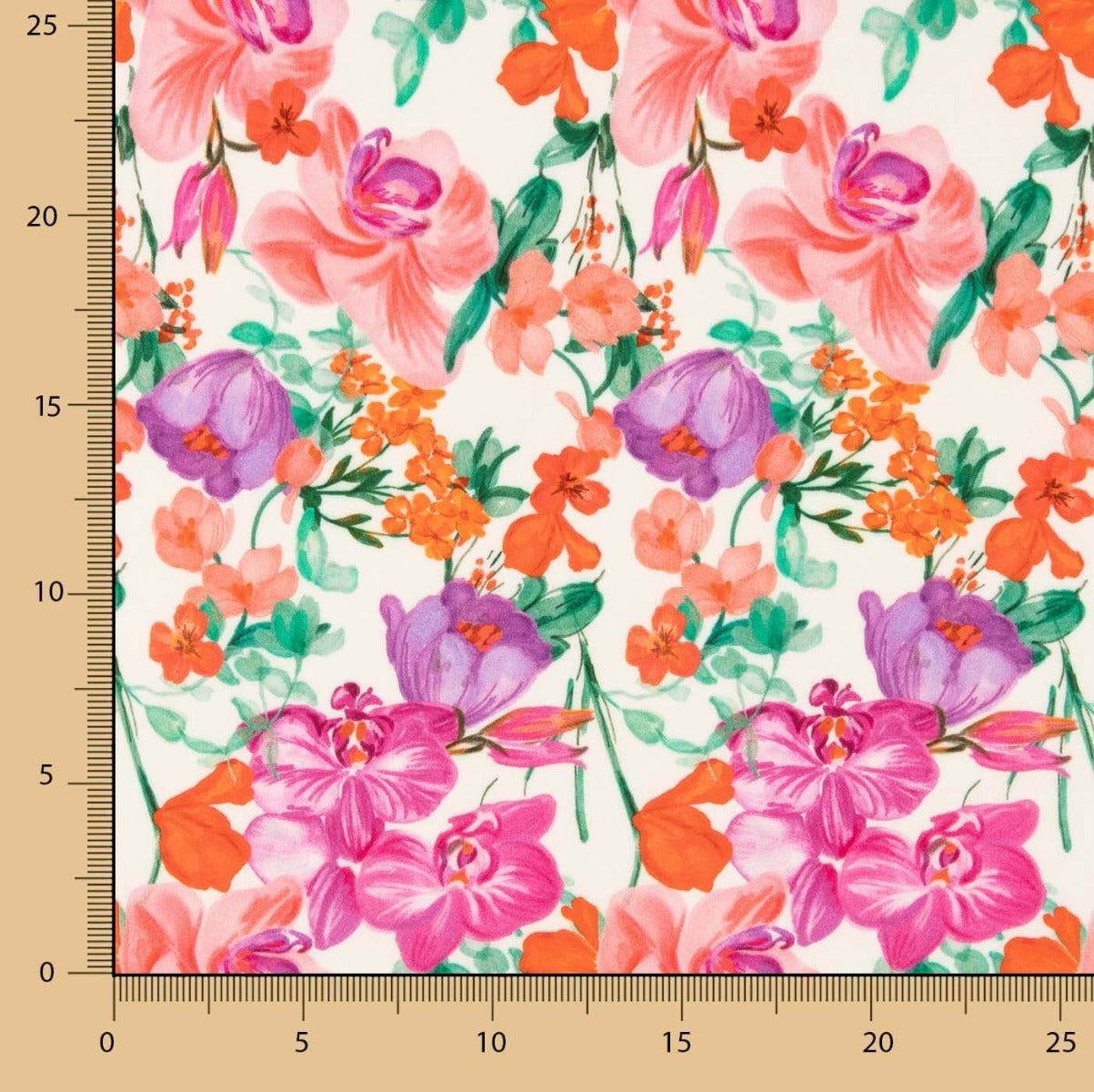 Crêpe Viscose Coquelicot Écru - Ribes y Casals