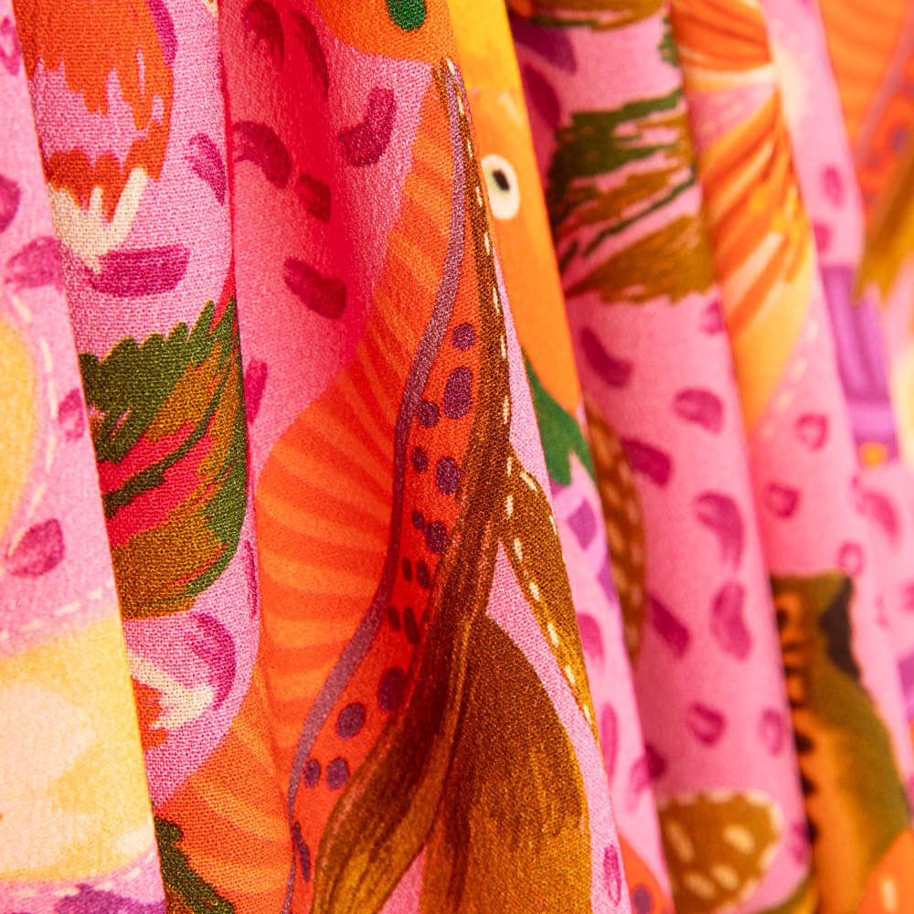 Crêpe Viscose Tropique Fuchsia - Ribes y Casals