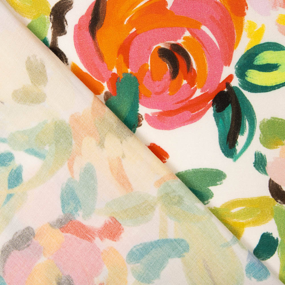 Viscose Fleur Aquarelle Multicolore - Ribes y Casals