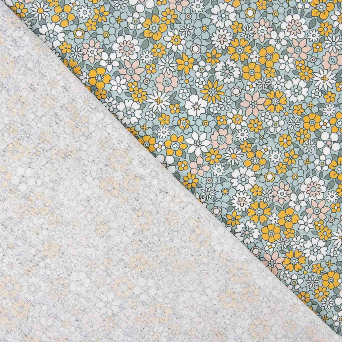 Popeline de coton à fleurs vintage moutarde - Ribes y Casals