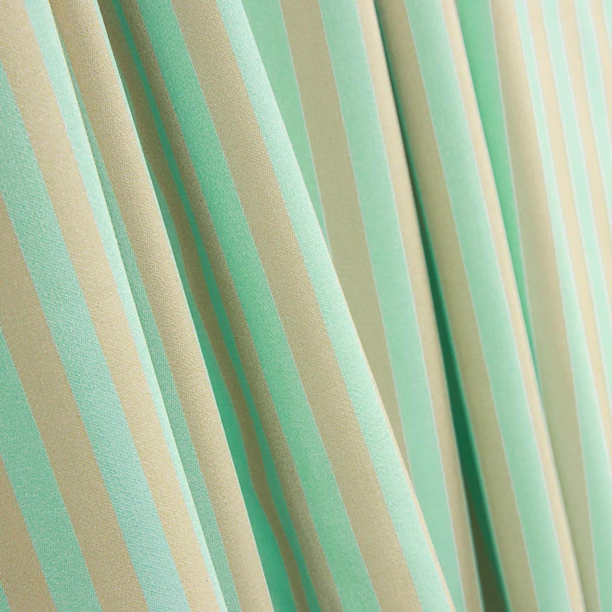 Satin de viscose bicolore rayé vert-beige - Ribes y Casals