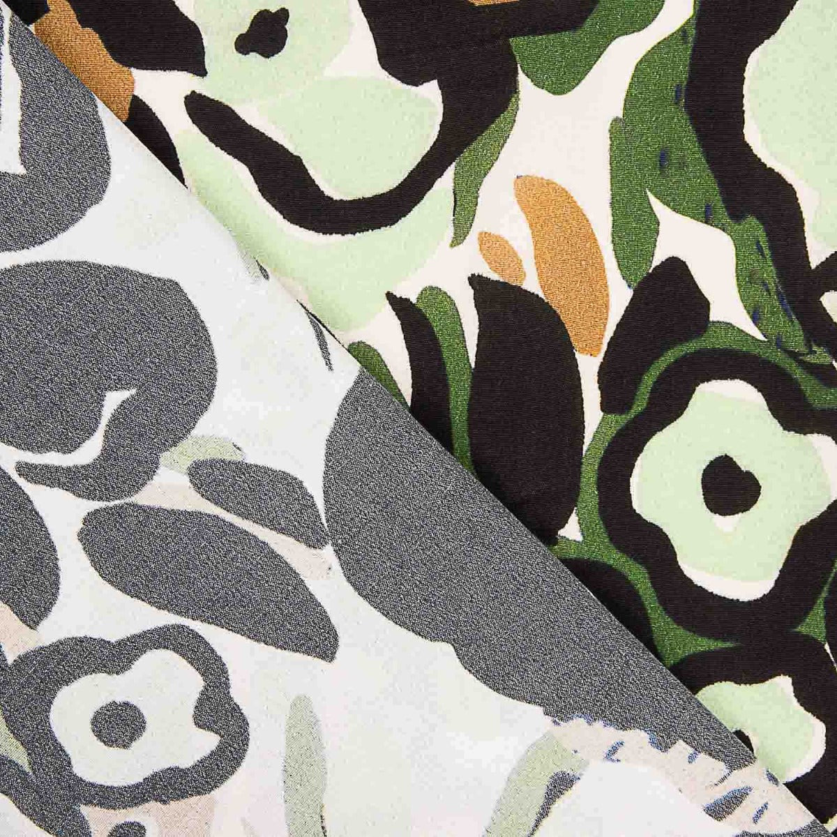 Viscose crêpé Dessin de fleurs vertes - Ribes y Casals