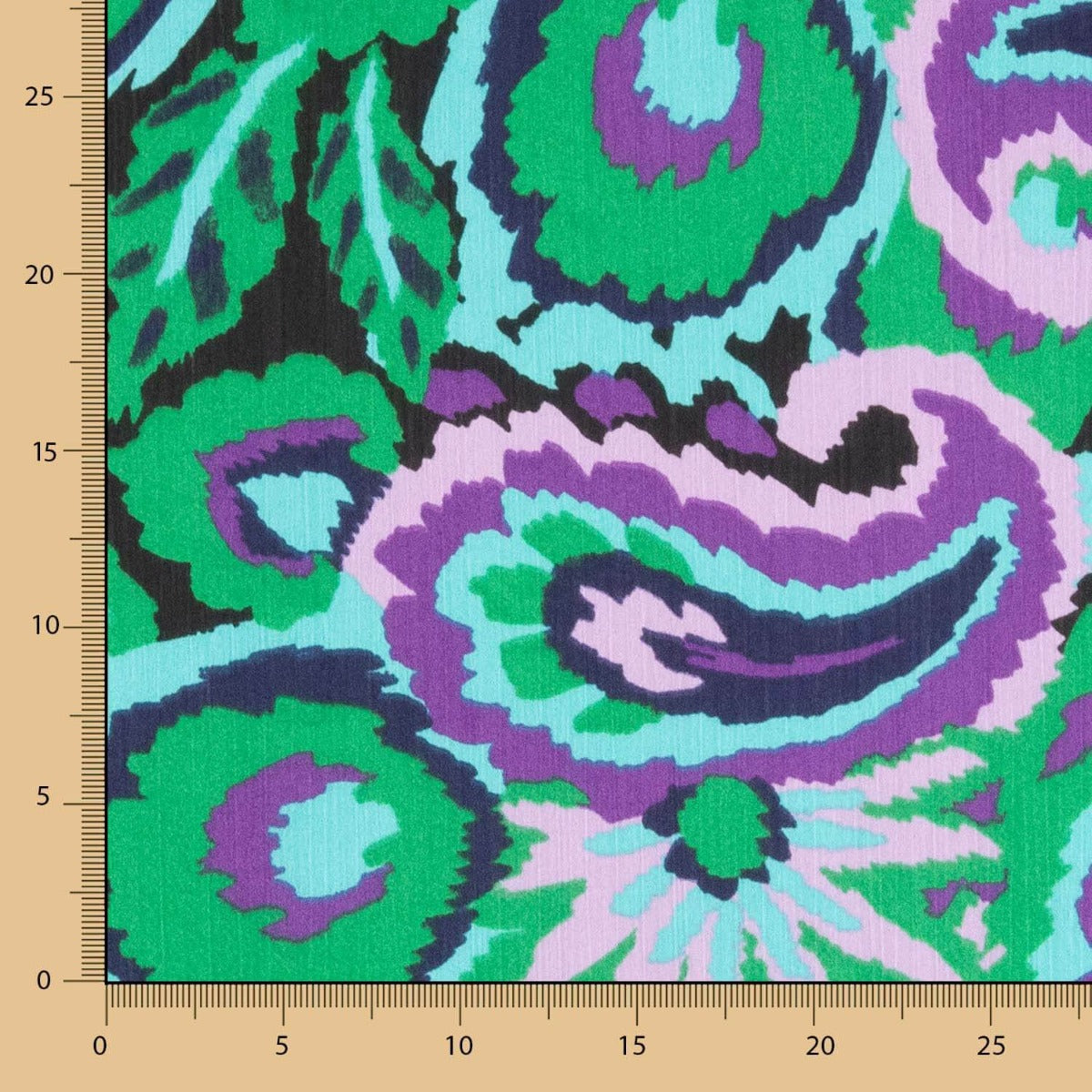 Mousseline Satin Floral Vert - Ribes y Casals