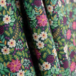 Popeline de coton jardin sauvage bleu marine - Ribes y Casals