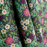 Popeline de coton jardin sauvage bleu marine - Ribes y Casals