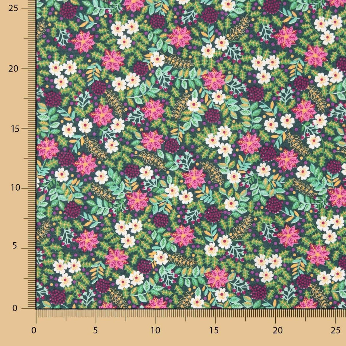 Popeline de coton jardin sauvage bleu marine - Ribes y Casals